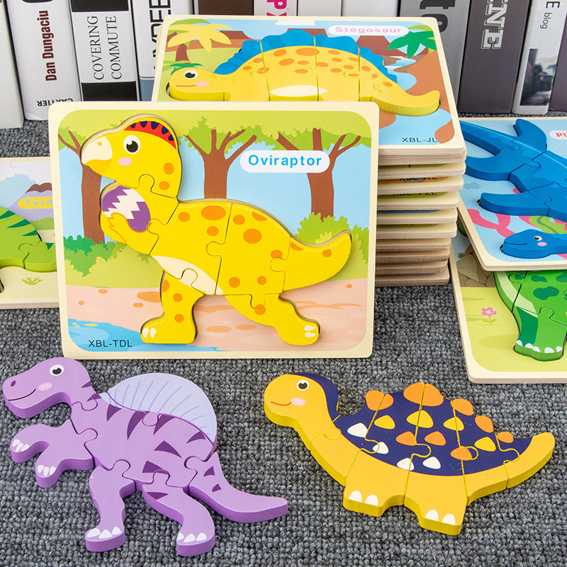 Baby Wooden Cartoon Dinosaur 3D Puzzle