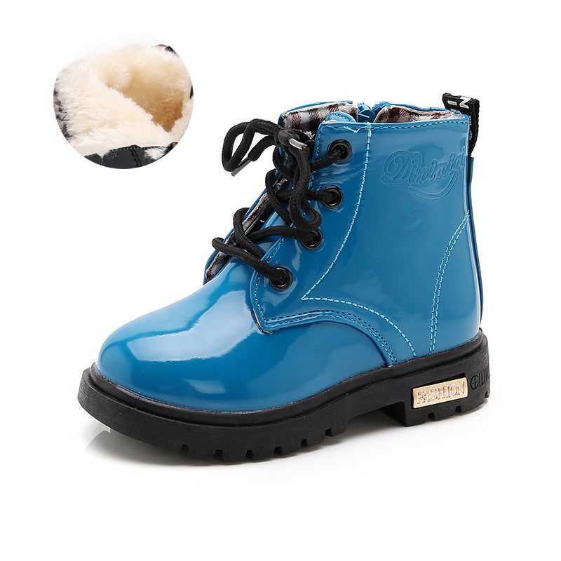 Winter Children Shoes Leather Waterproof Martin Boots Kids