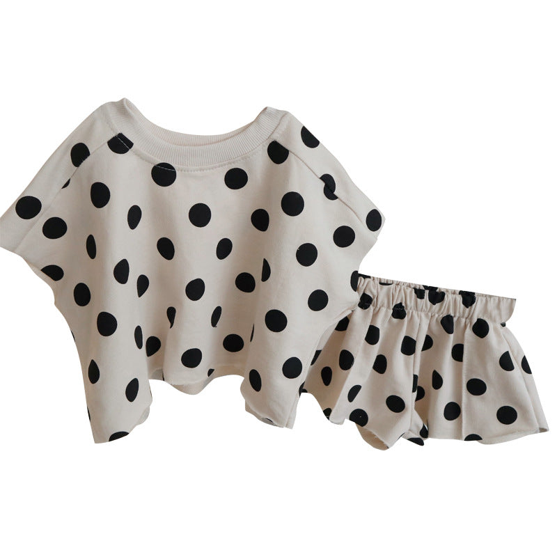 Cotton Polka Dot Set Short Sleeves