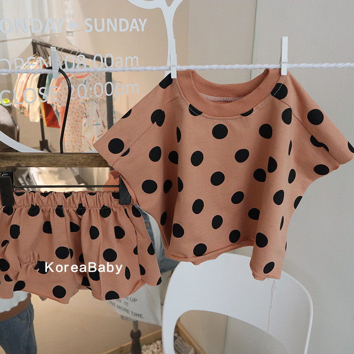 Cotton Polka Dot Set Short Sleeves