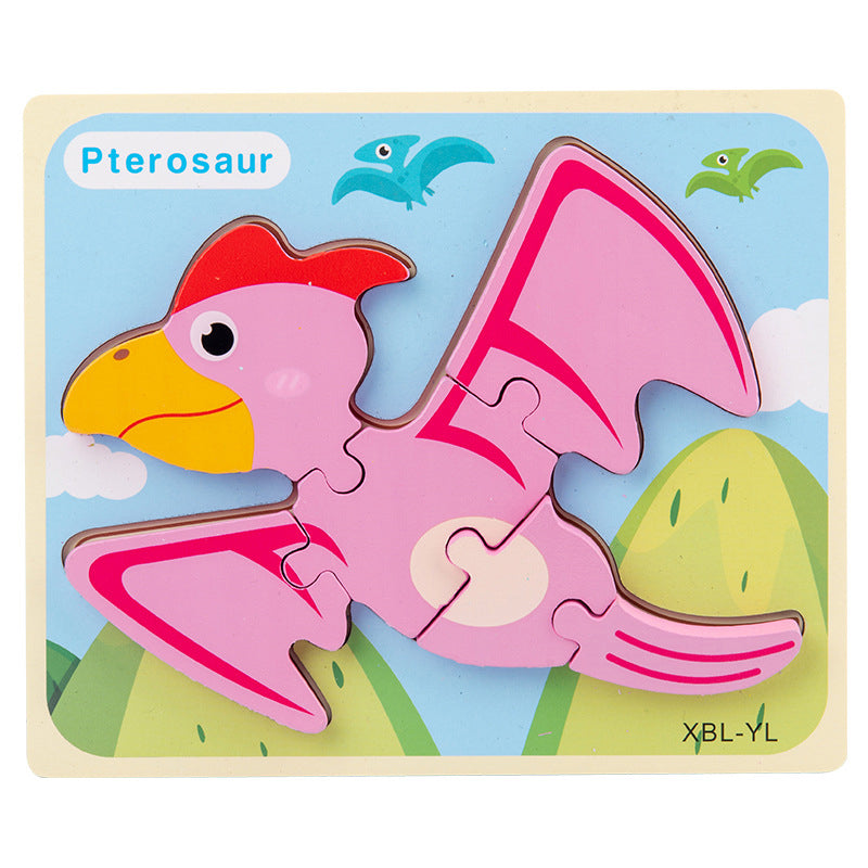 Baby Wooden Cartoon Dinosaur 3D Puzzle
