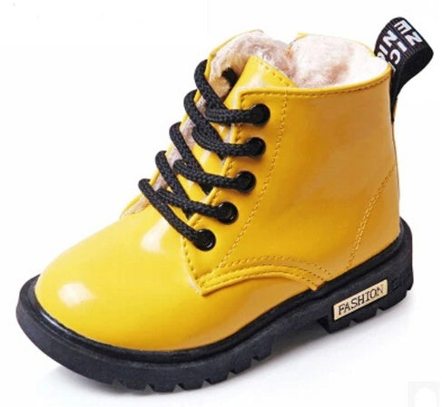 Winter Children Shoes Leather Waterproof Martin Boots Kids