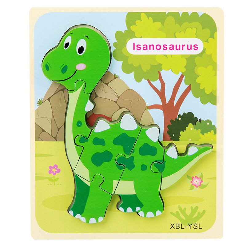 Baby Wooden Cartoon Dinosaur 3D Puzzle
