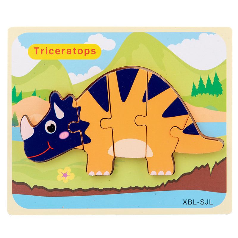 Baby Wooden Cartoon Dinosaur 3D Puzzle