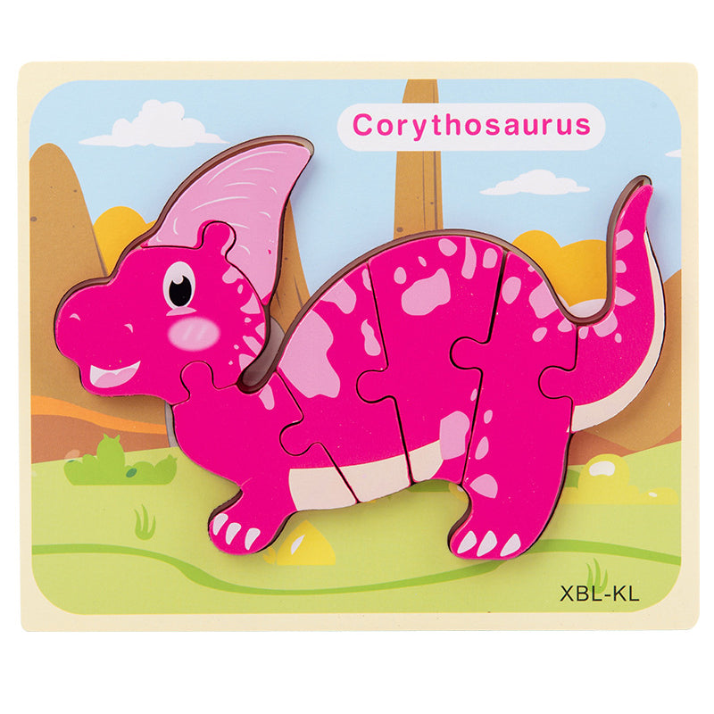 Baby Wooden Cartoon Dinosaur 3D Puzzle