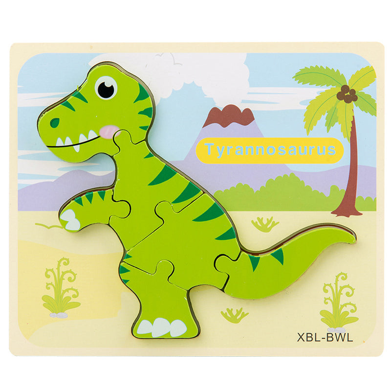 Baby Wooden Cartoon Dinosaur 3D Puzzle