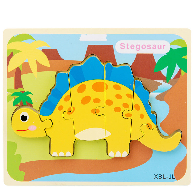 Baby Wooden Cartoon Dinosaur 3D Puzzle