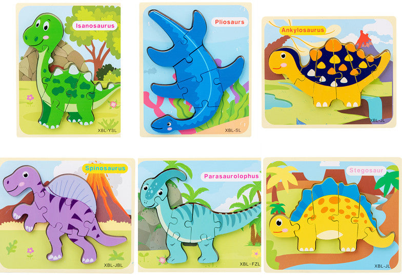 Baby Wooden Cartoon Dinosaur 3D Puzzle