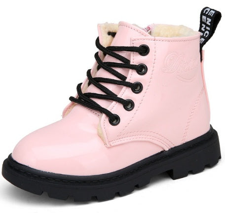 Winter Children Shoes Leather Waterproof Martin Boots Kids