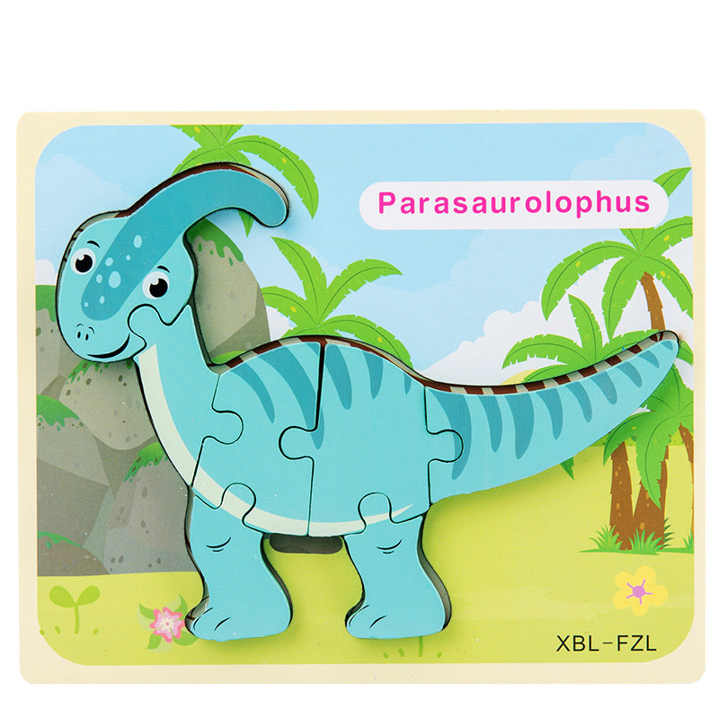 Baby Wooden Cartoon Dinosaur 3D Puzzle