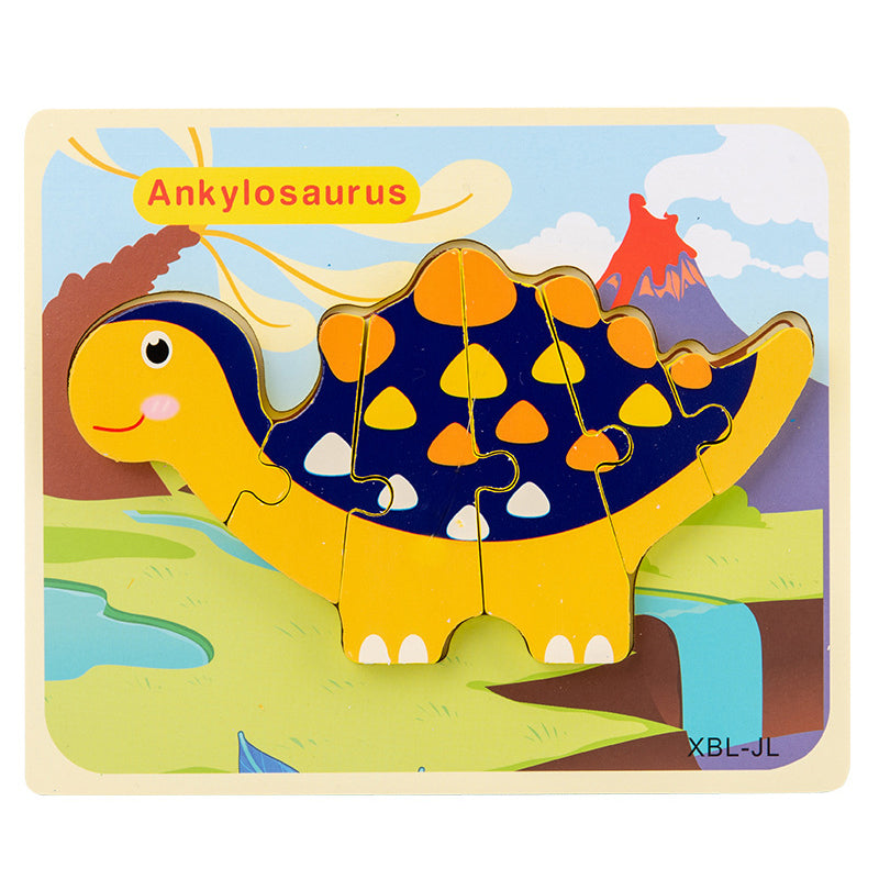 Baby Wooden Cartoon Dinosaur 3D Puzzle