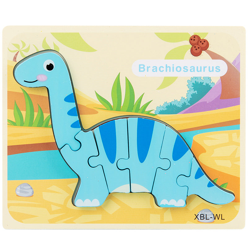 Baby Wooden Cartoon Dinosaur 3D Puzzle