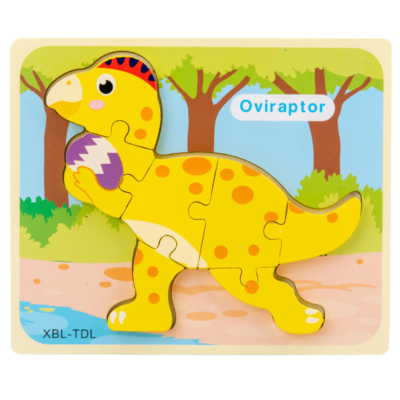 Baby Wooden Cartoon Dinosaur 3D Puzzle
