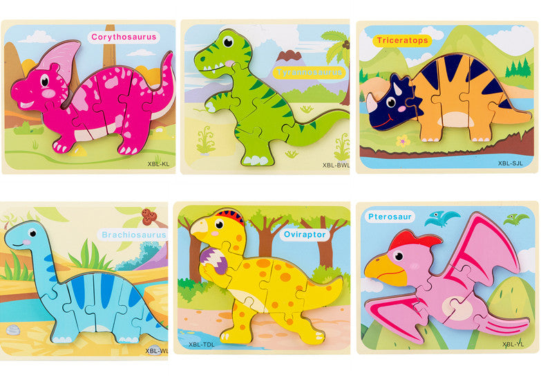 Baby Wooden Cartoon Dinosaur 3D Puzzle